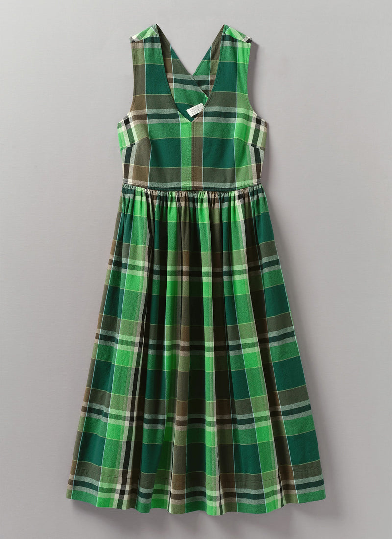 Windbreaker Check Cotton Dress | Wax Green