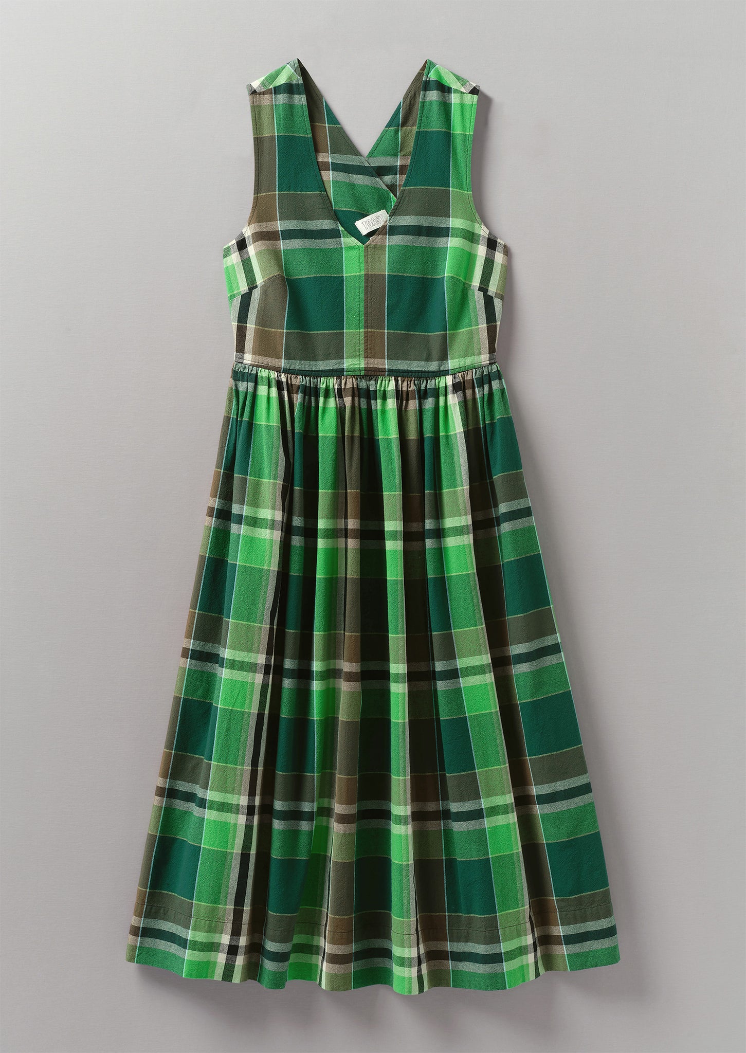 Windbreaker Check Cotton Dress | Wax Green