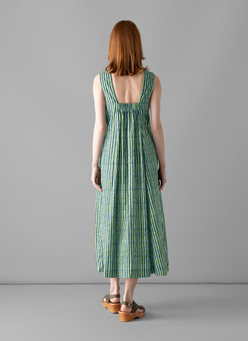 Stripe Block Print Cotton Dress | Greengage