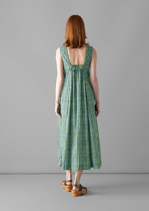 Stripe Block Print Cotton Dress | Greengage