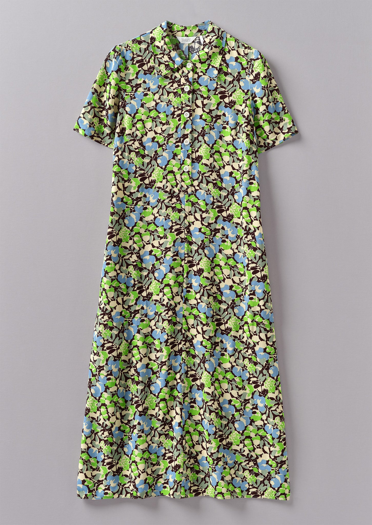Hedgerow Print Crepe Shirt Dress | Acid Green