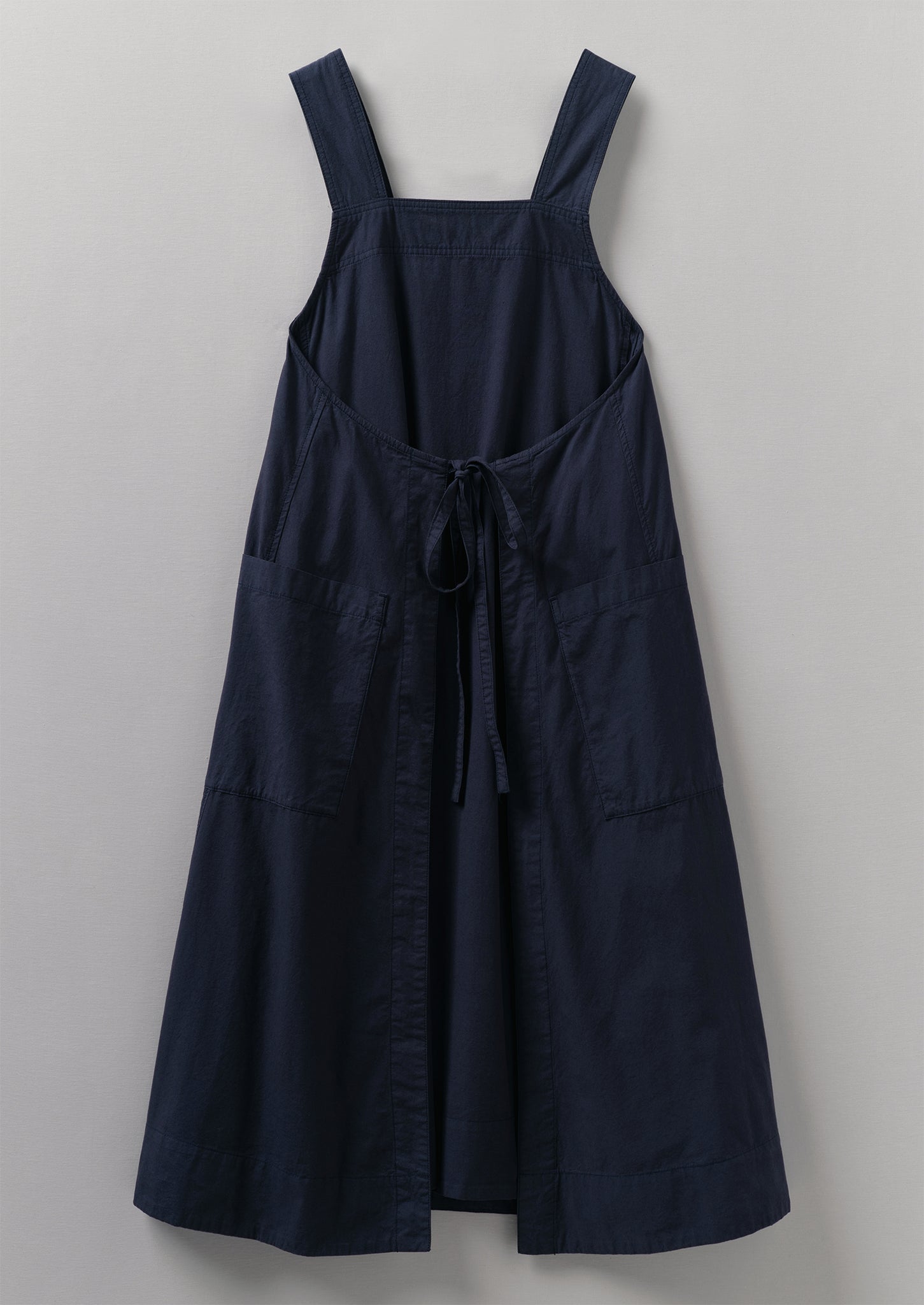 Cotton Linen Poplin Apron Dress | Liquorice Navy