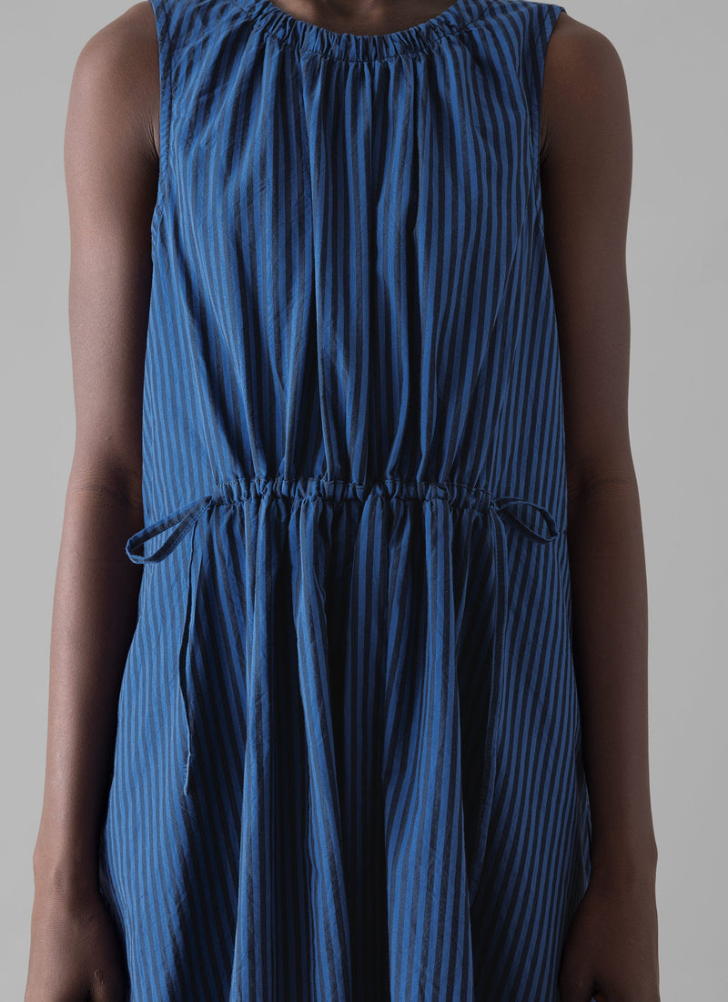 Cotton Poplin Stripe Dress | Celtic Blue