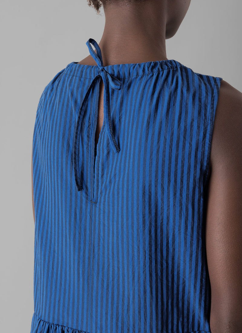 Cotton Poplin Stripe Dress | Celtic Blue