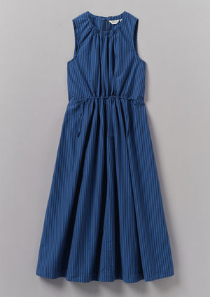Cotton Poplin Stripe Dress | Celtic Blue