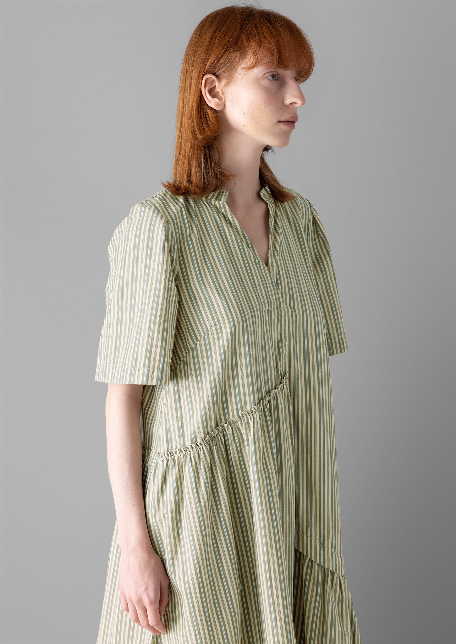 Stripe Organic Crinkle Poplin Dress | Pulp/Bright Sky