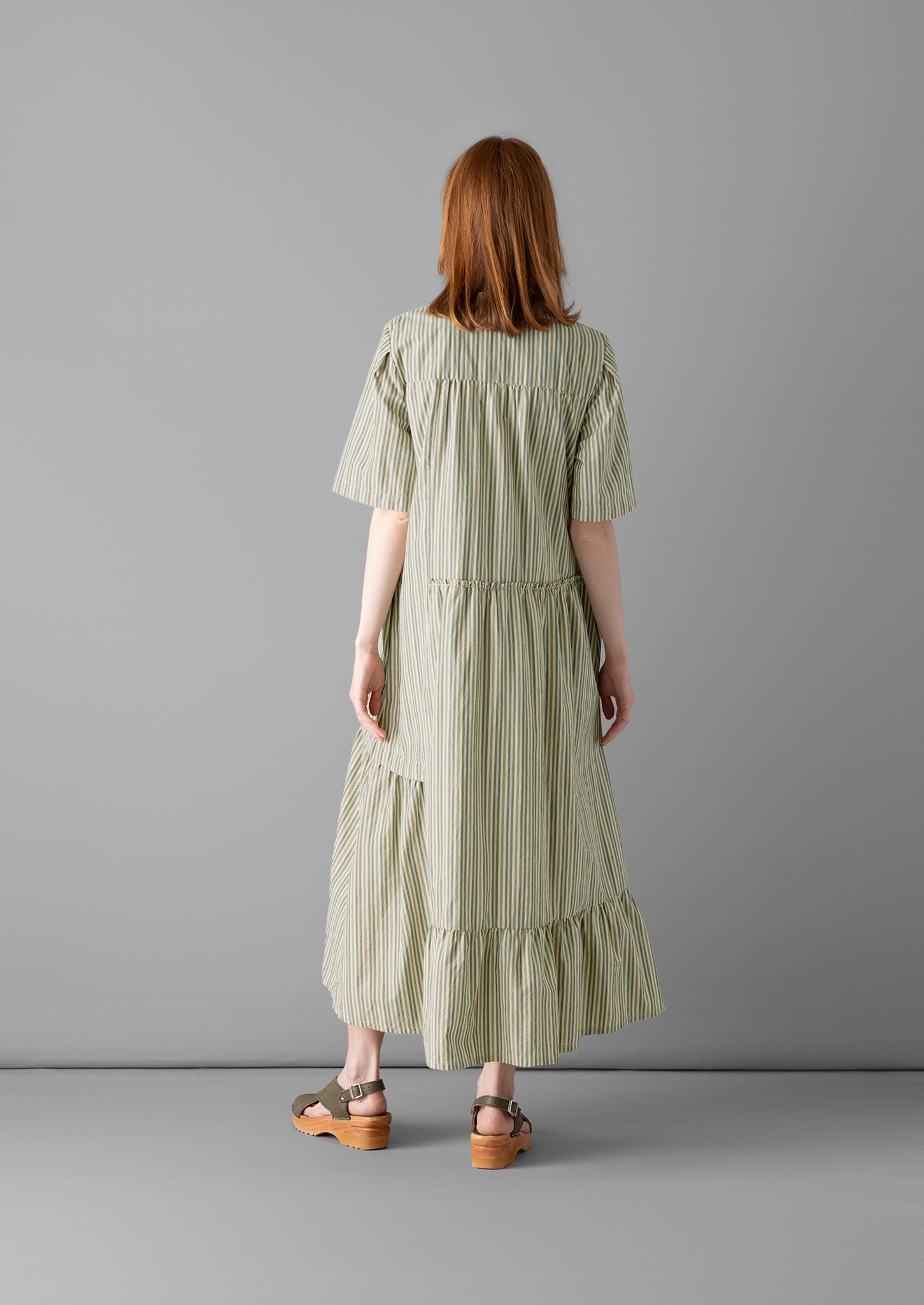 Stripe Organic Crinkle Poplin Dress | Pulp/Bright Sky
