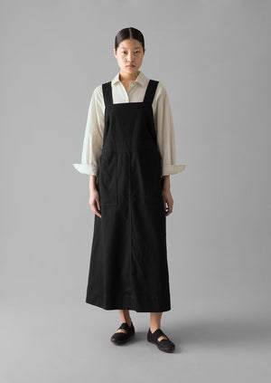 Black denim pinafore on sale