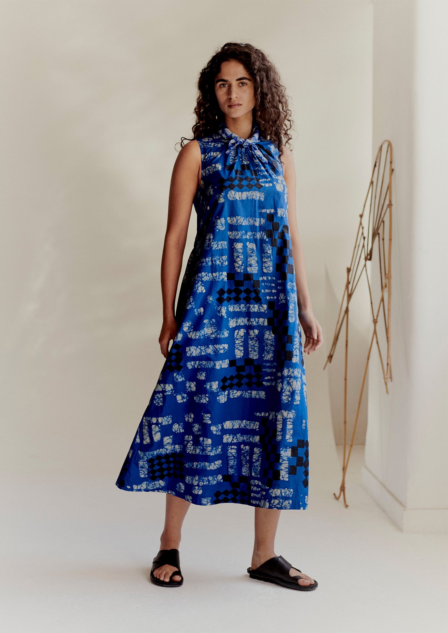 Block Print Batik Poplin Dress Azurite Blue TOAST