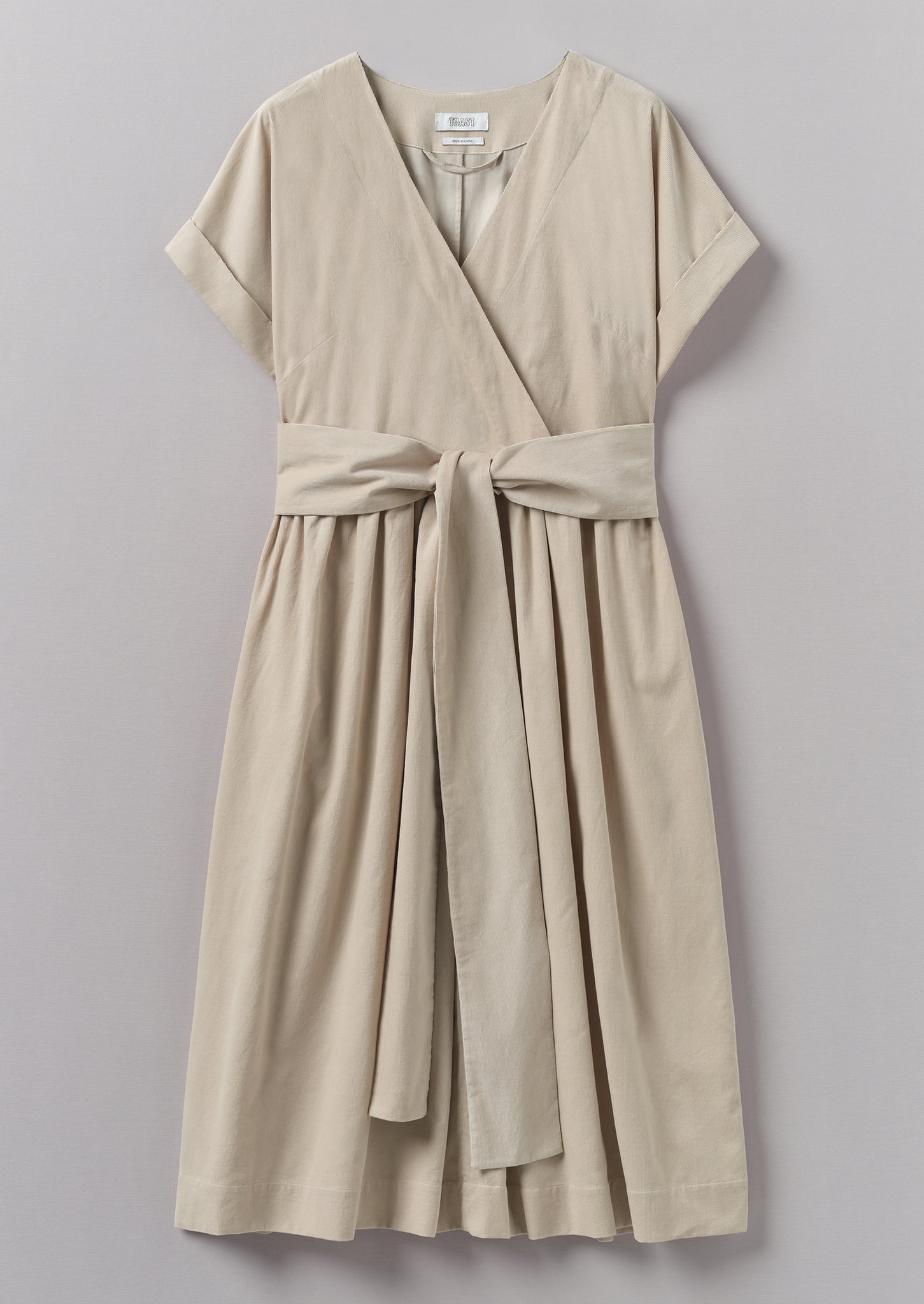 Organic Needlecord Wrap Front Dress Moonstone TOAST