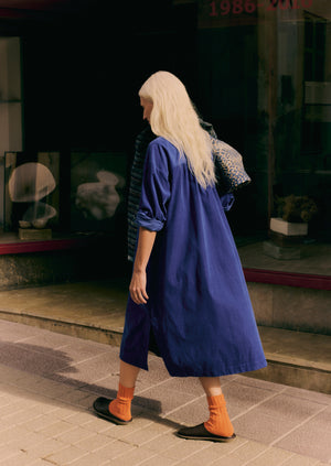 Organic Needlecord Shirt Dress | French Blue