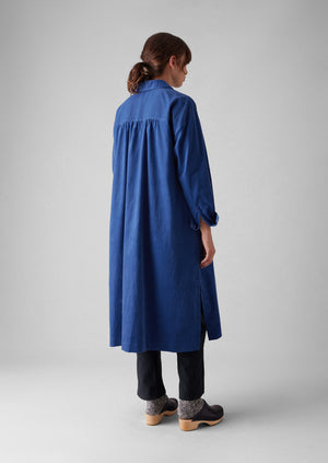 Organic Needlecord Shirt Dress | French Blue