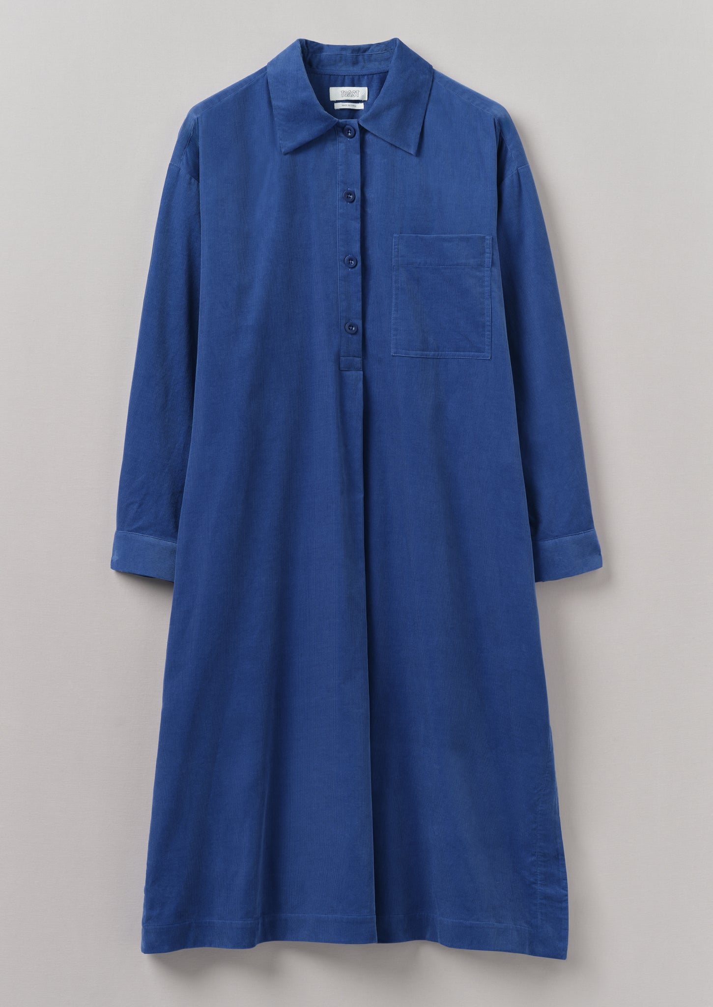 Organic Needlecord Shirt Dress | French Blue