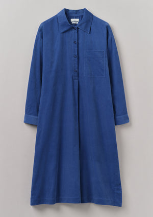 Organic Needlecord Shirt Dress | French Blue