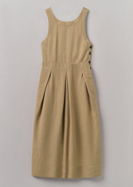 Cotton Linen Twill Pinafore Dress Ash