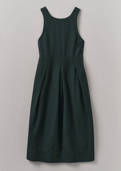 Cotton Linen Twill Pinafore Dress Pine