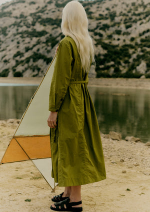 Cotton Poplin Shirt Dress | Olive
