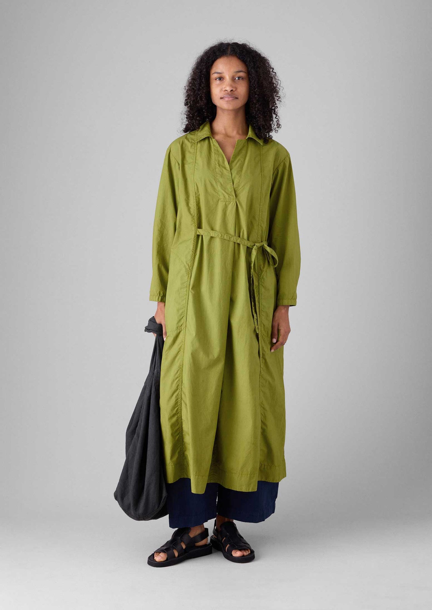 Cotton Poplin Shirt Dress | Olive