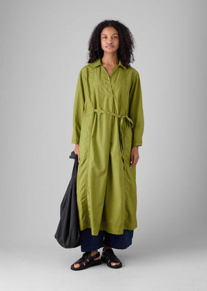 Cotton Poplin Shirt Dress | Olive