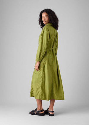 Cotton Poplin Shirt Dress | Olive