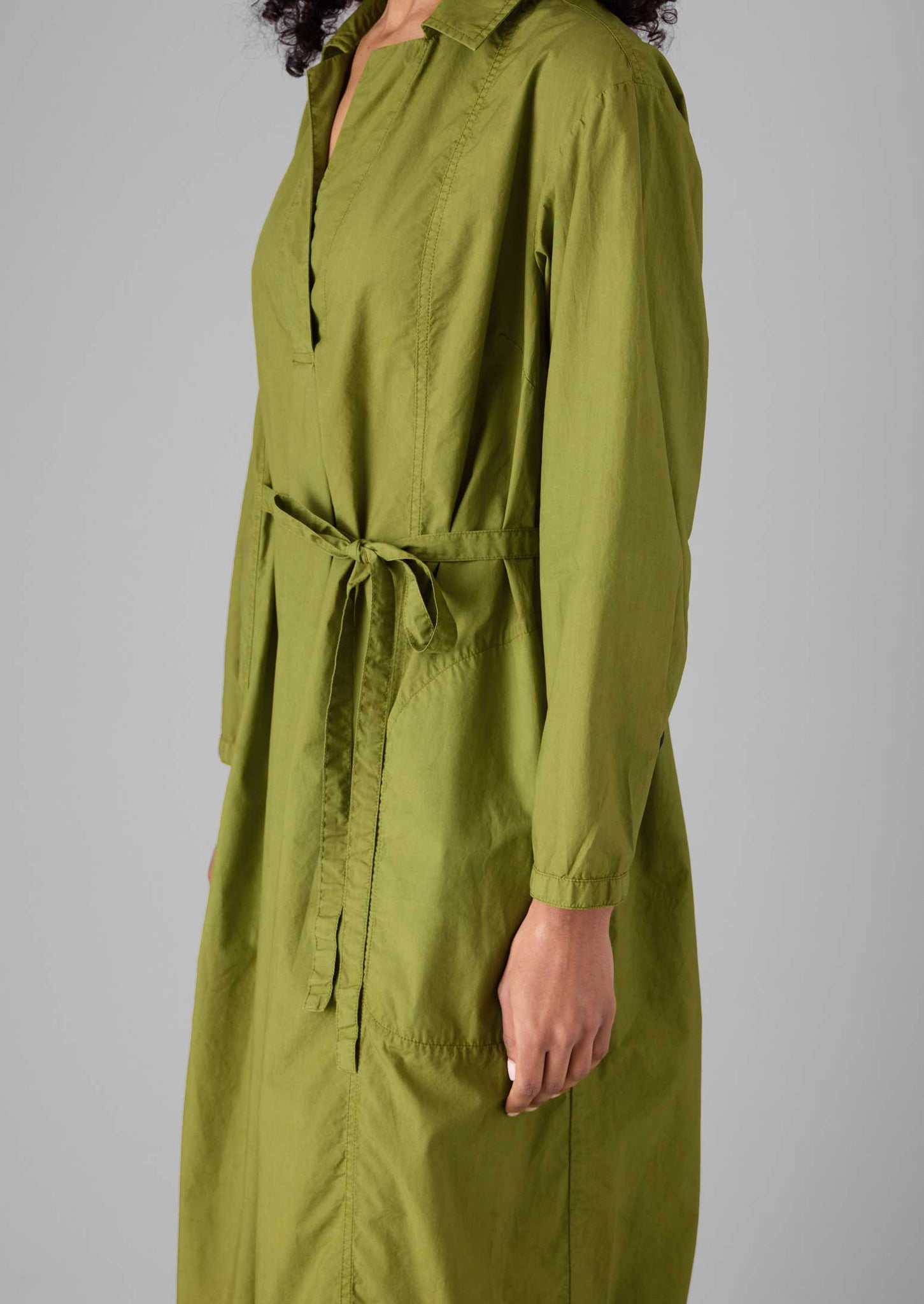 Cotton Poplin Shirt Dress | Olive