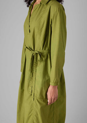 Cotton Poplin Shirt Dress | Olive