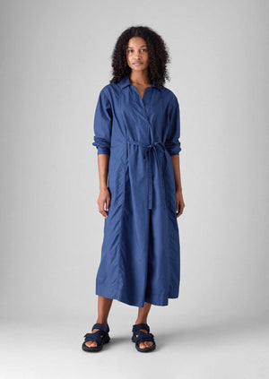 Cotton Poplin Shirt Dress | French Blue