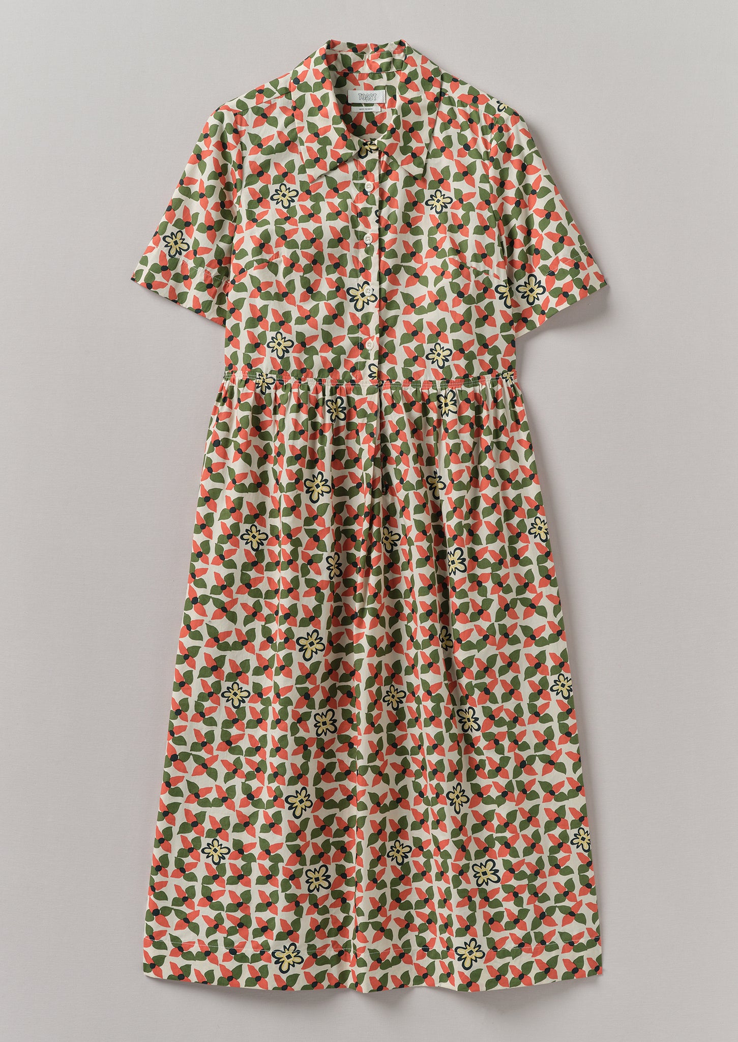 Selma Cotton Shirt Dress | Paprika/Warm Green