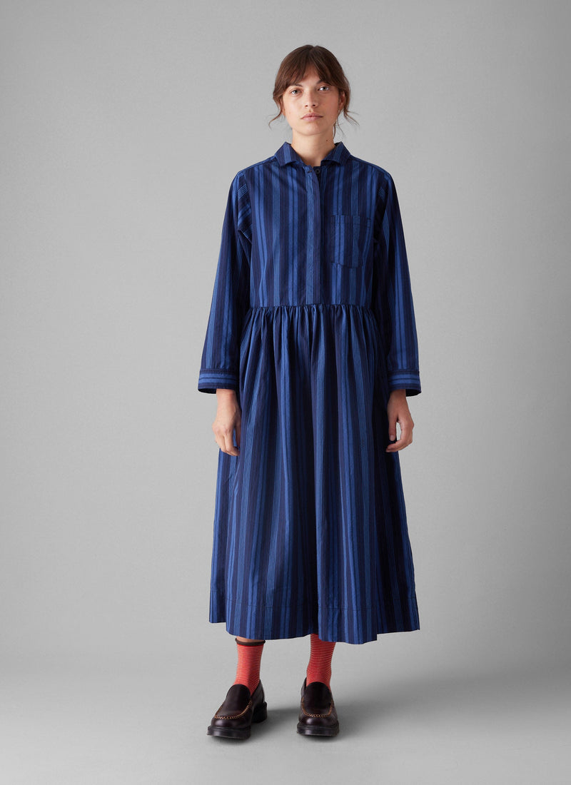 Stripe Poplin Shirt Dress | Royal Blue
