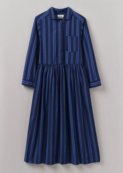 Stripe Poplin Shirt Dress Royal Blue