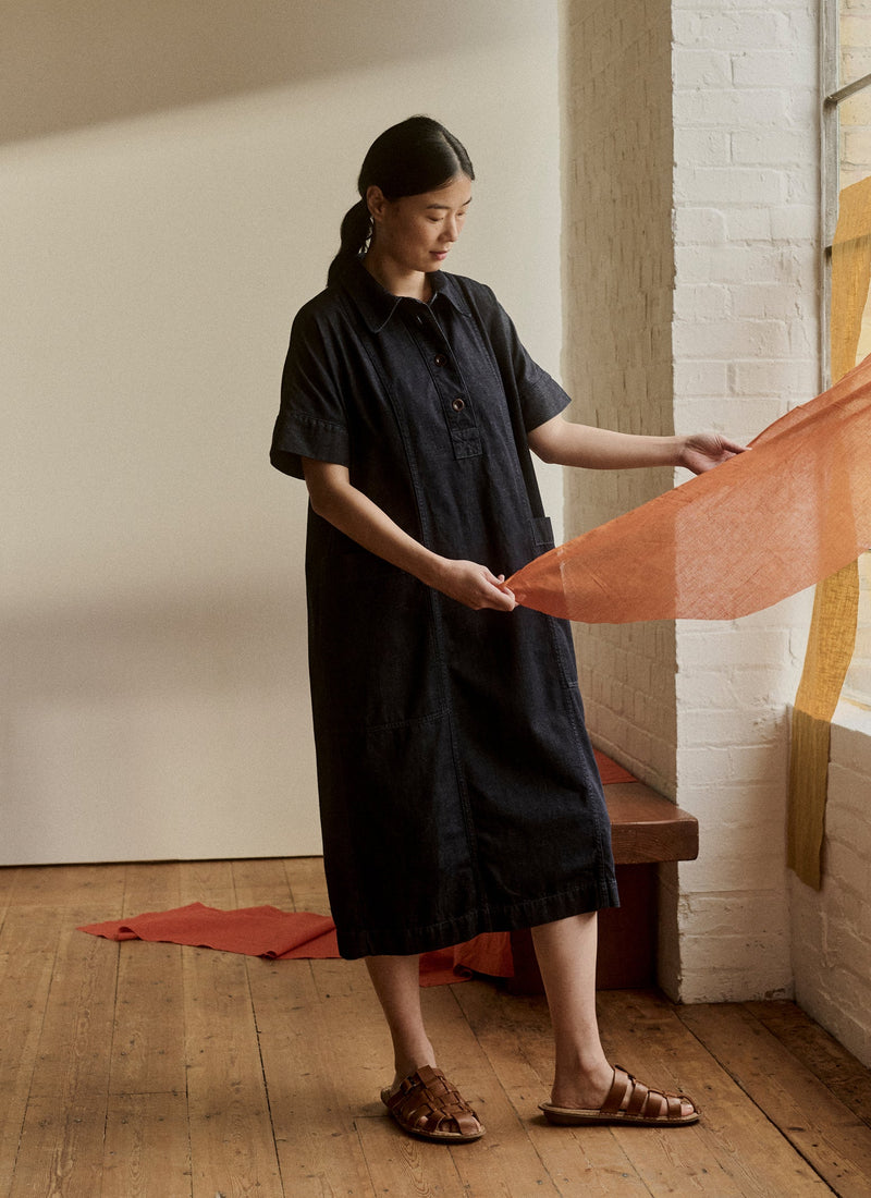 Cotton Denim Tunic Dress | Indigo