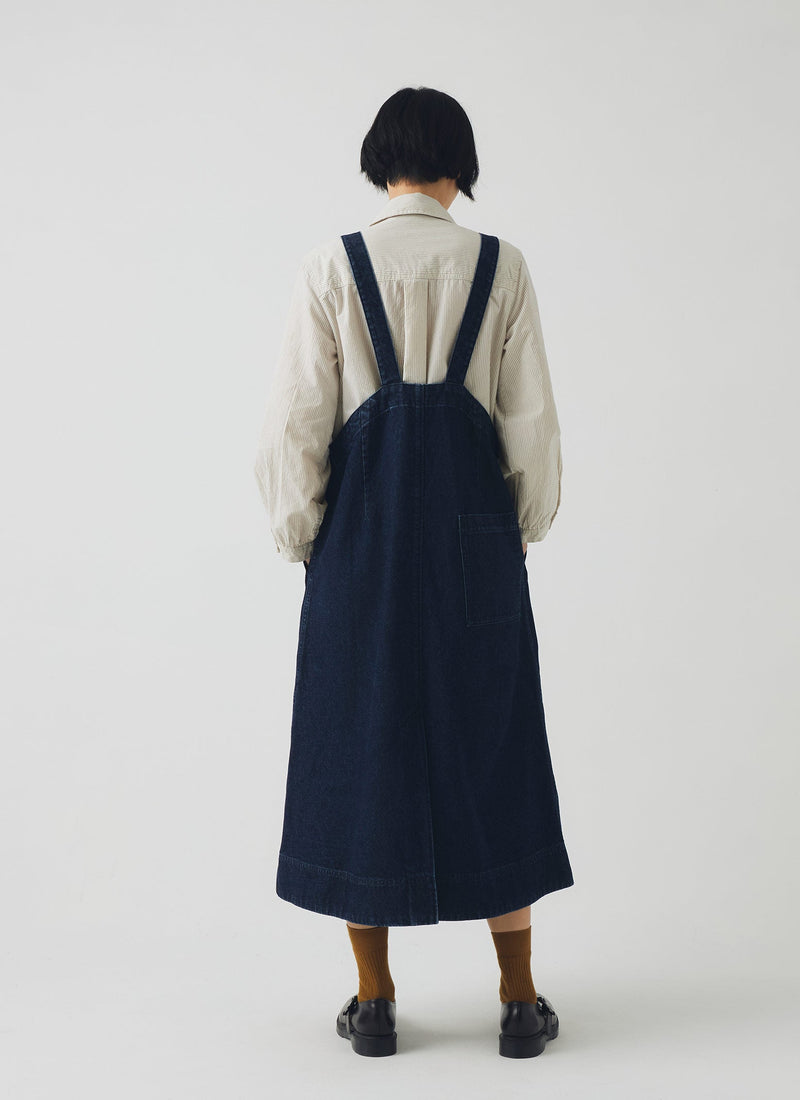 Patch Pocket Denim Dungaree Dress | Indigo