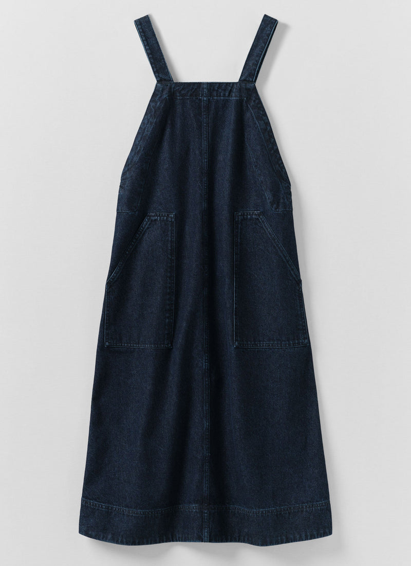 Patch Pocket Denim Dungaree Dress | Indigo