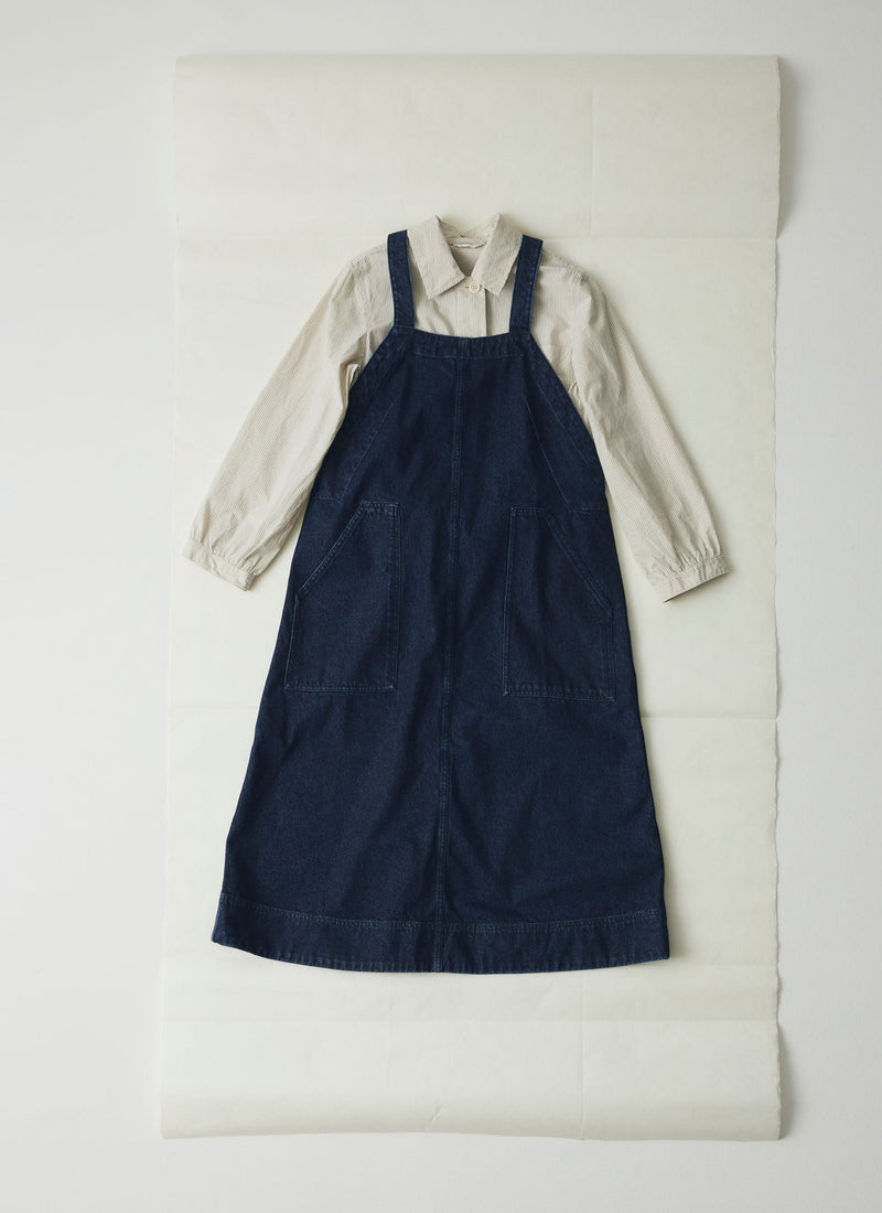 Patch Pocket Denim Dungaree Dress | Indigo