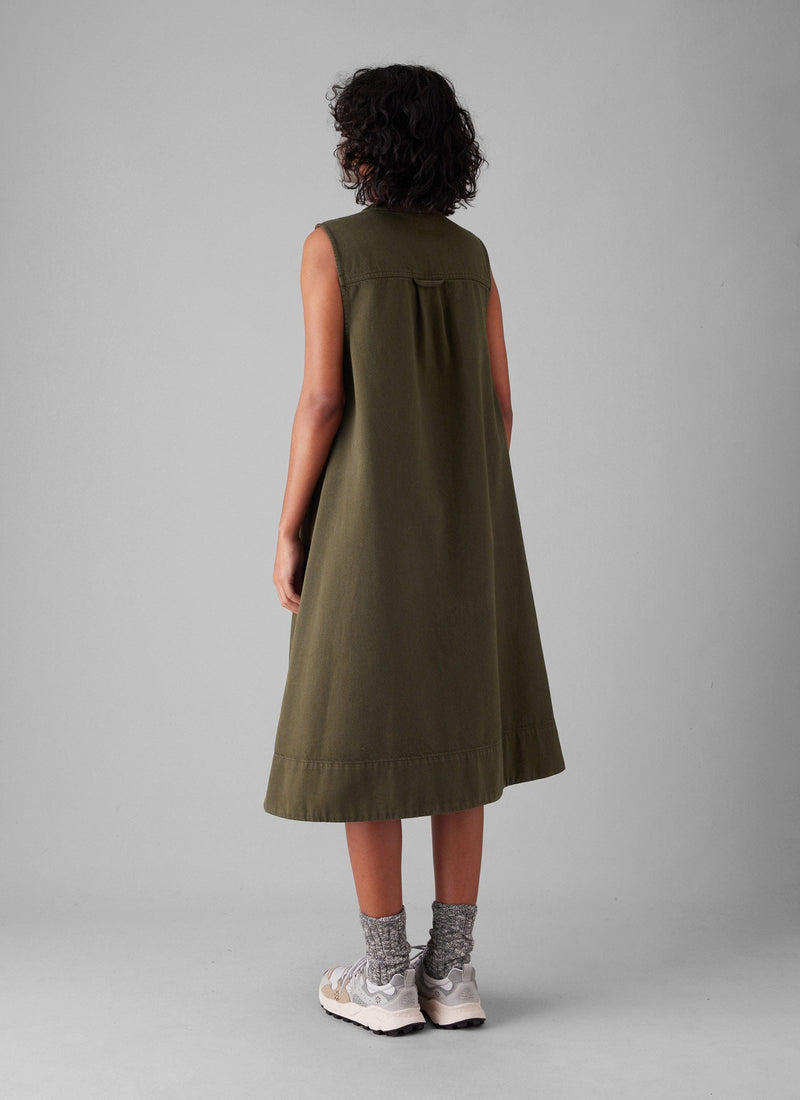 Garment Dyed Sleeveless Tunic Dress | Sap Green