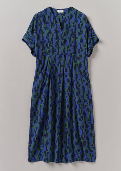 Bryn Ribbon Print Dress Multi Blue Copper