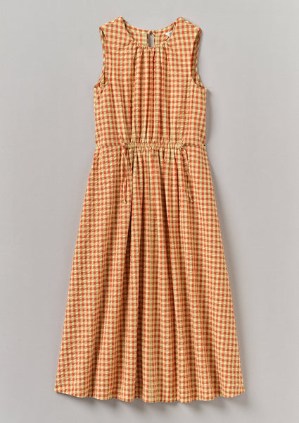 Seersucker Gingham Cotton Dress Narcissus Poppy orange