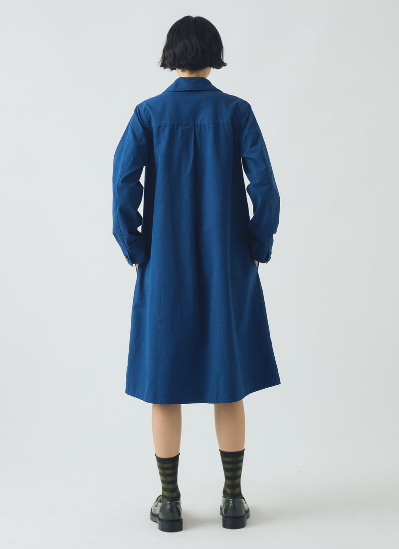 Cotton Workwear Tunic Dress | Cobalt Blue