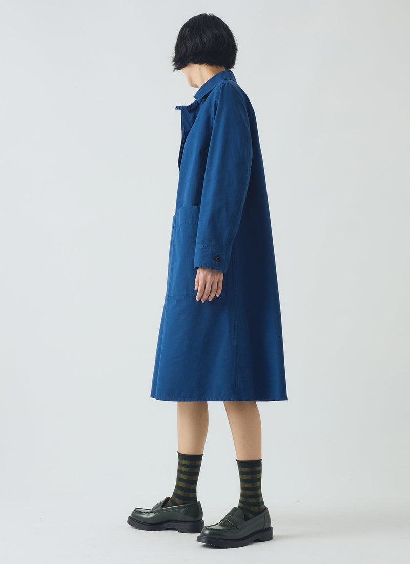 Cotton Workwear Tunic Dress | Cobalt Blue