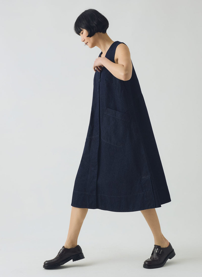 A Line Denim Tunic Dress | Indigo