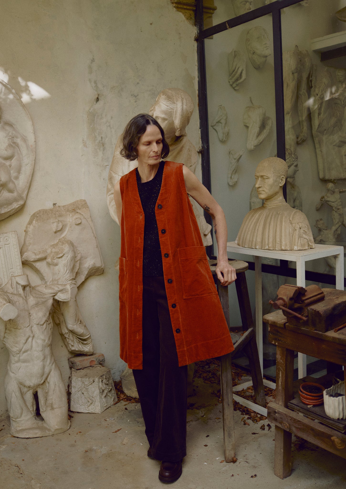 Organic Cord A Line Dress | Burnt Sienna