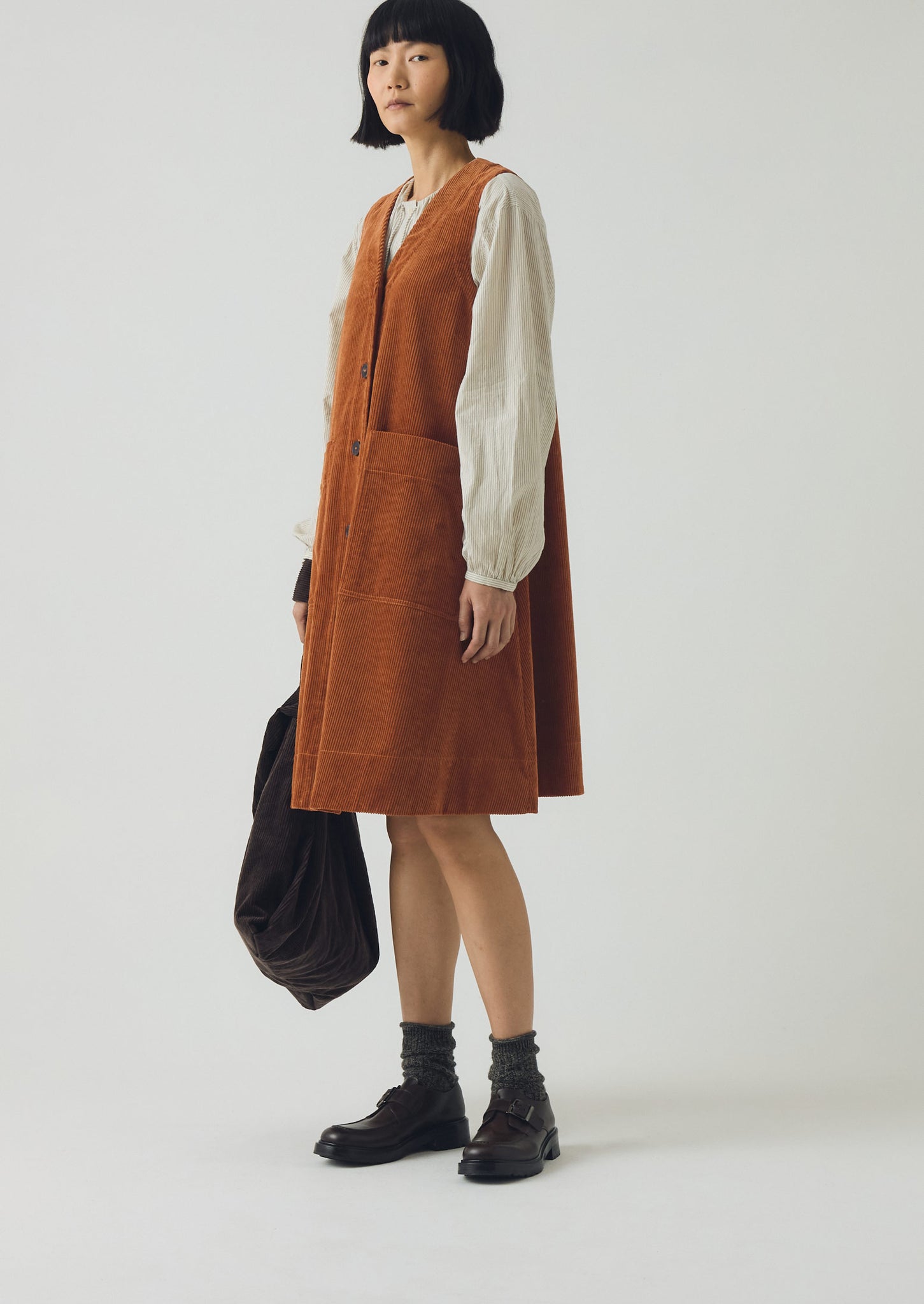 Organic Cord A Line Dress | Burnt Sienna