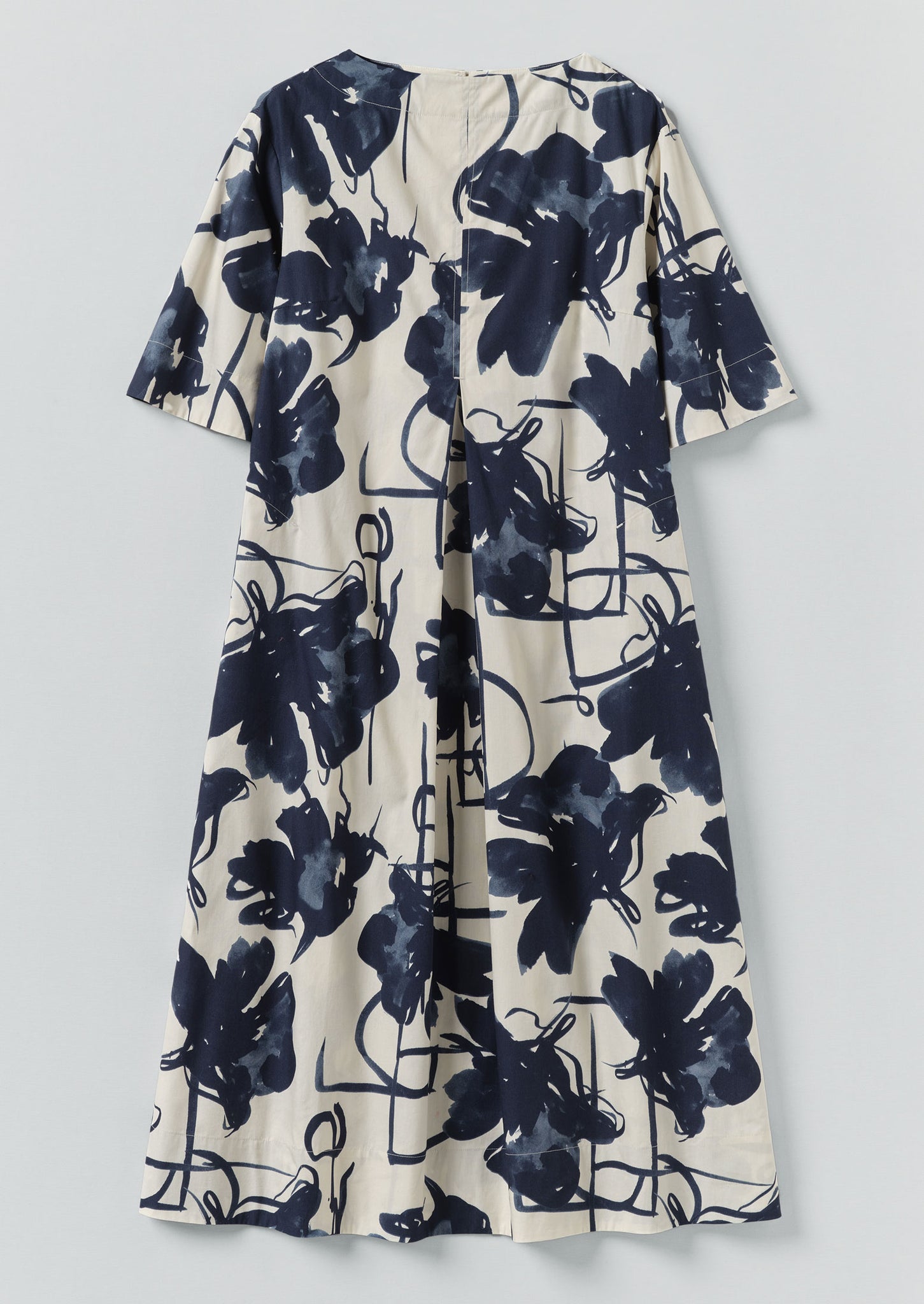 Pen And Ink Print Cotton Dress | Ink Blue