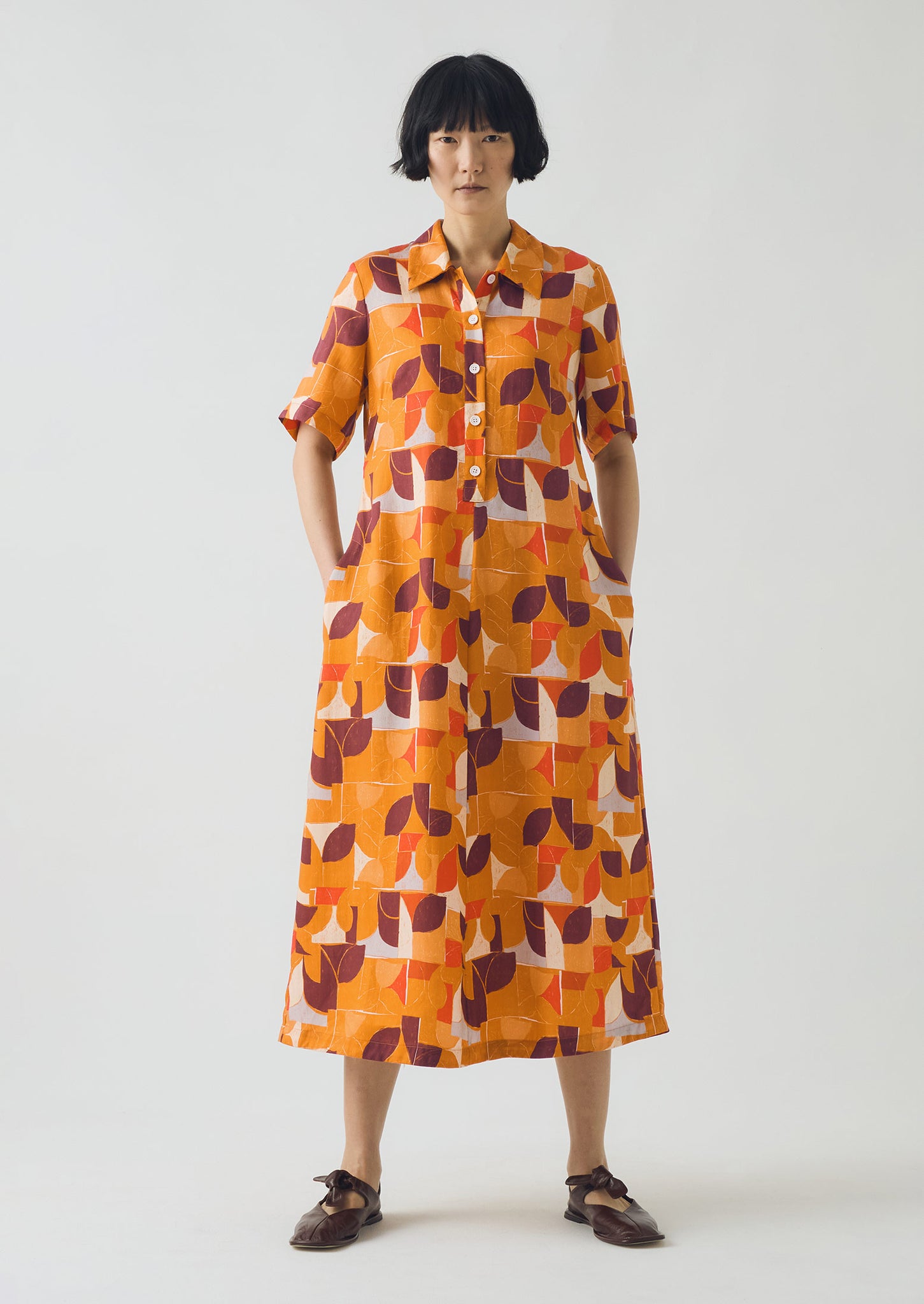 Paintbox Print Fluid Shirt Dress | Ginger