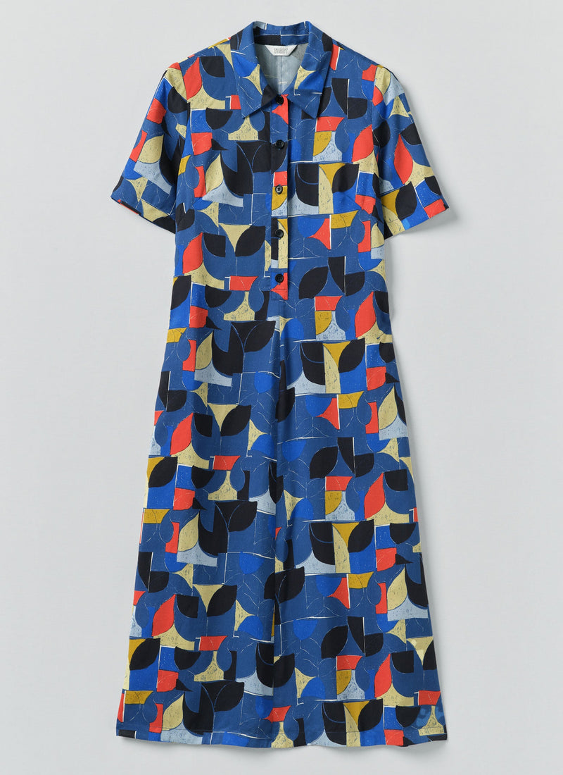 Paintbox Print Fluid Shirt Dress | Delft