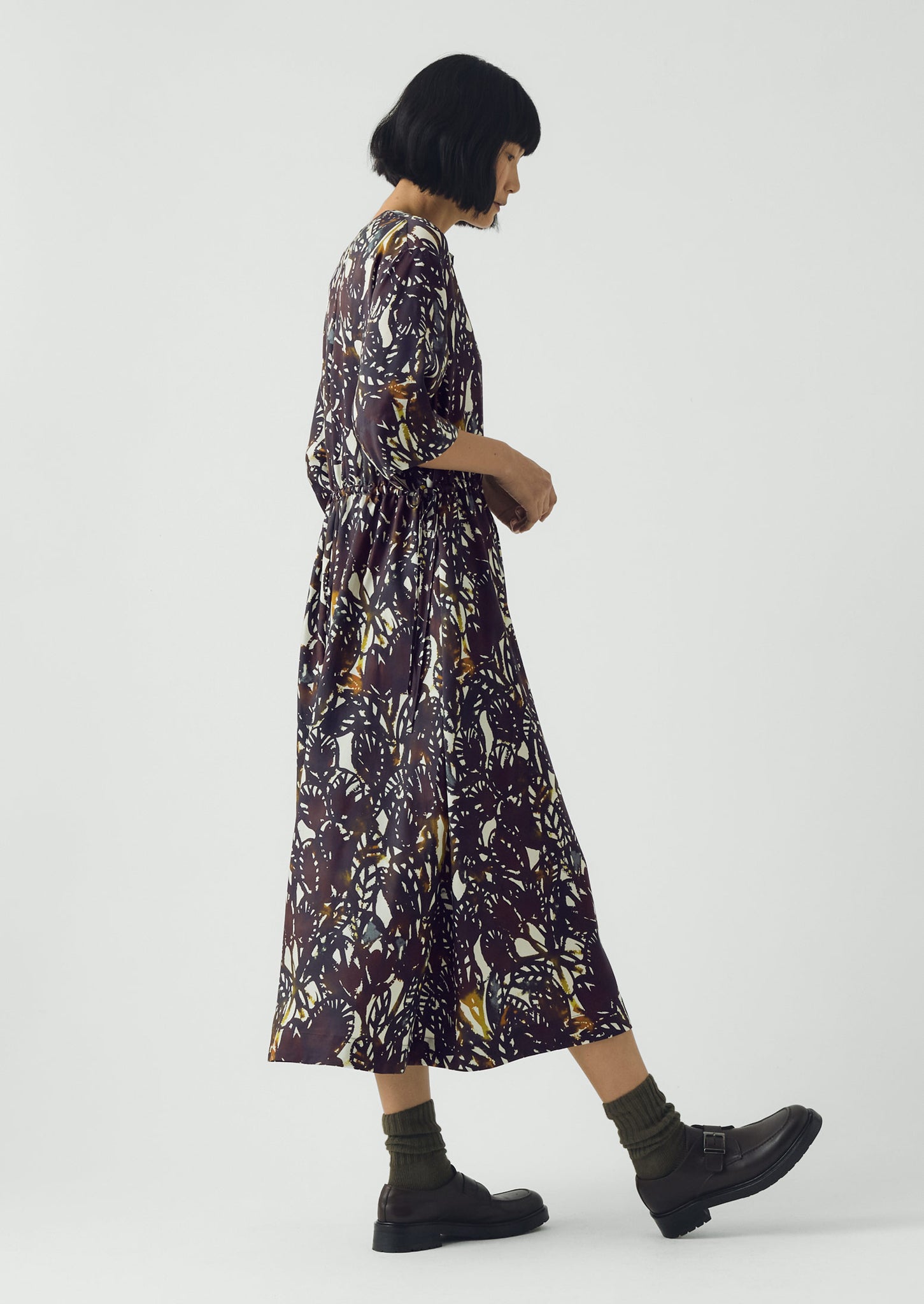 Dappled Leaves Print Dress | Chestnut