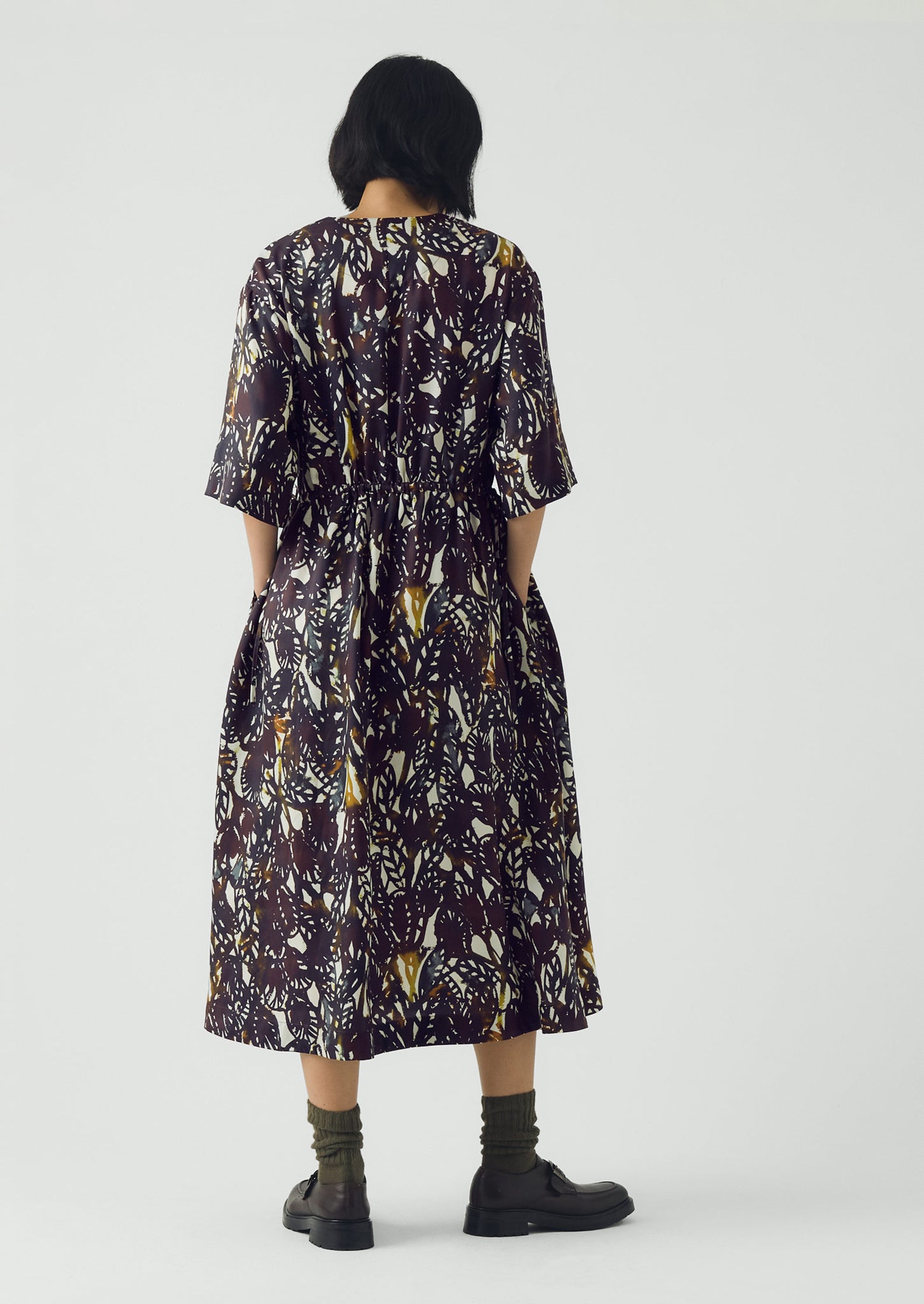 Dappled Leaves Print Dress | Chestnut