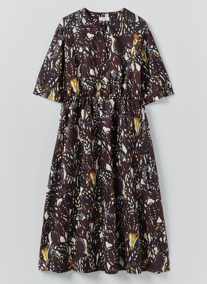 Dappled Leaves Print Dress | Chestnut