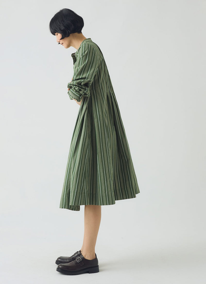 Sleepy Stripe Pintuck Dress | Forest Green
