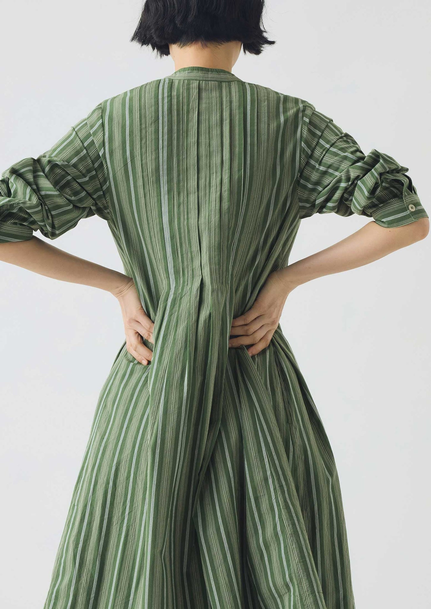 Sleepy Stripe Pintuck Dress | Forest Green